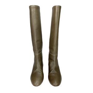 Loeffler Randall Matilde Taupe Leather Wedge Boots | Size 6.5 | Made in Brazil